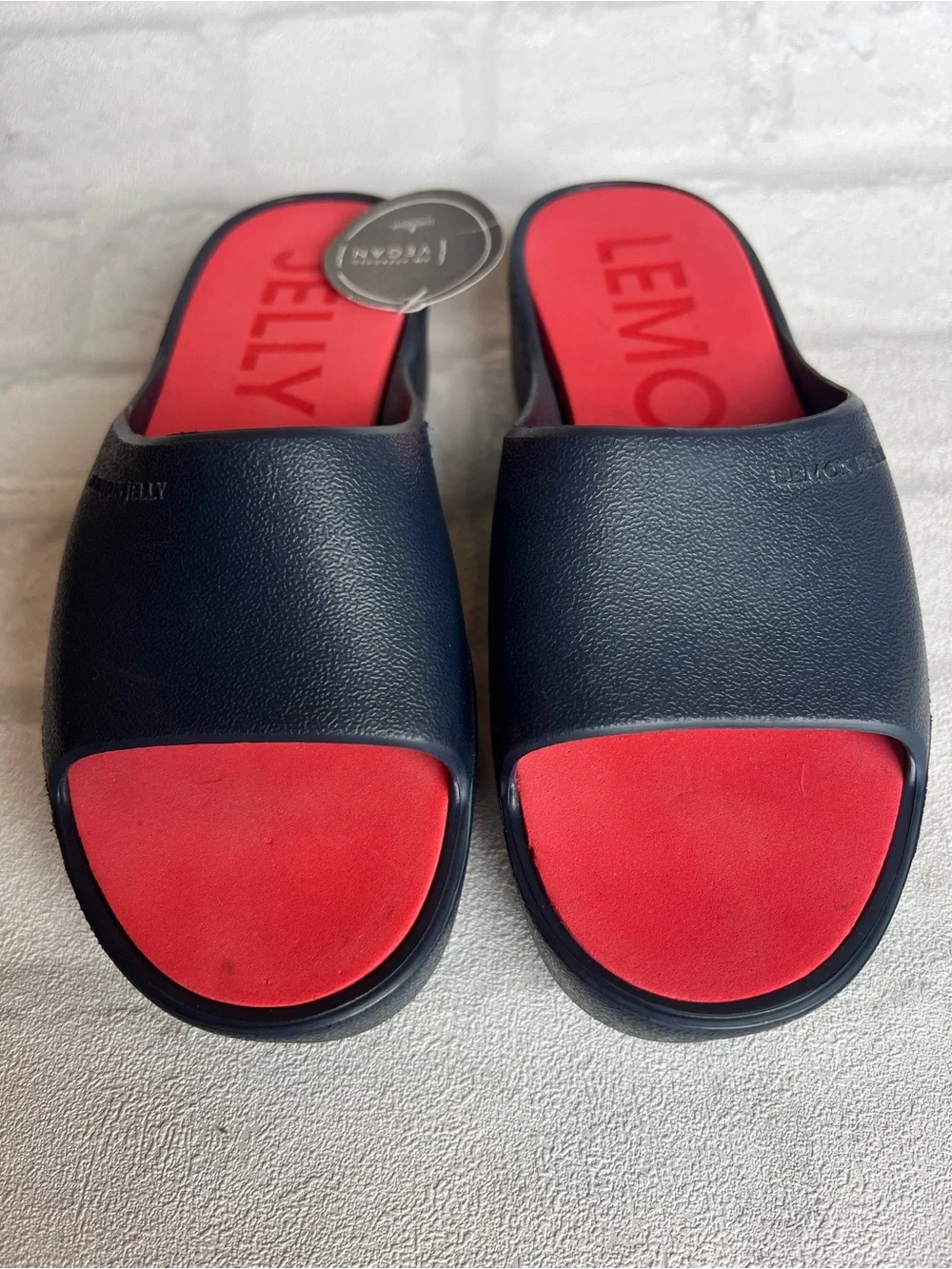 NWT Lemon Jelly Navy Platform Slide- Red Footbed size 36 coastal/ clean girl